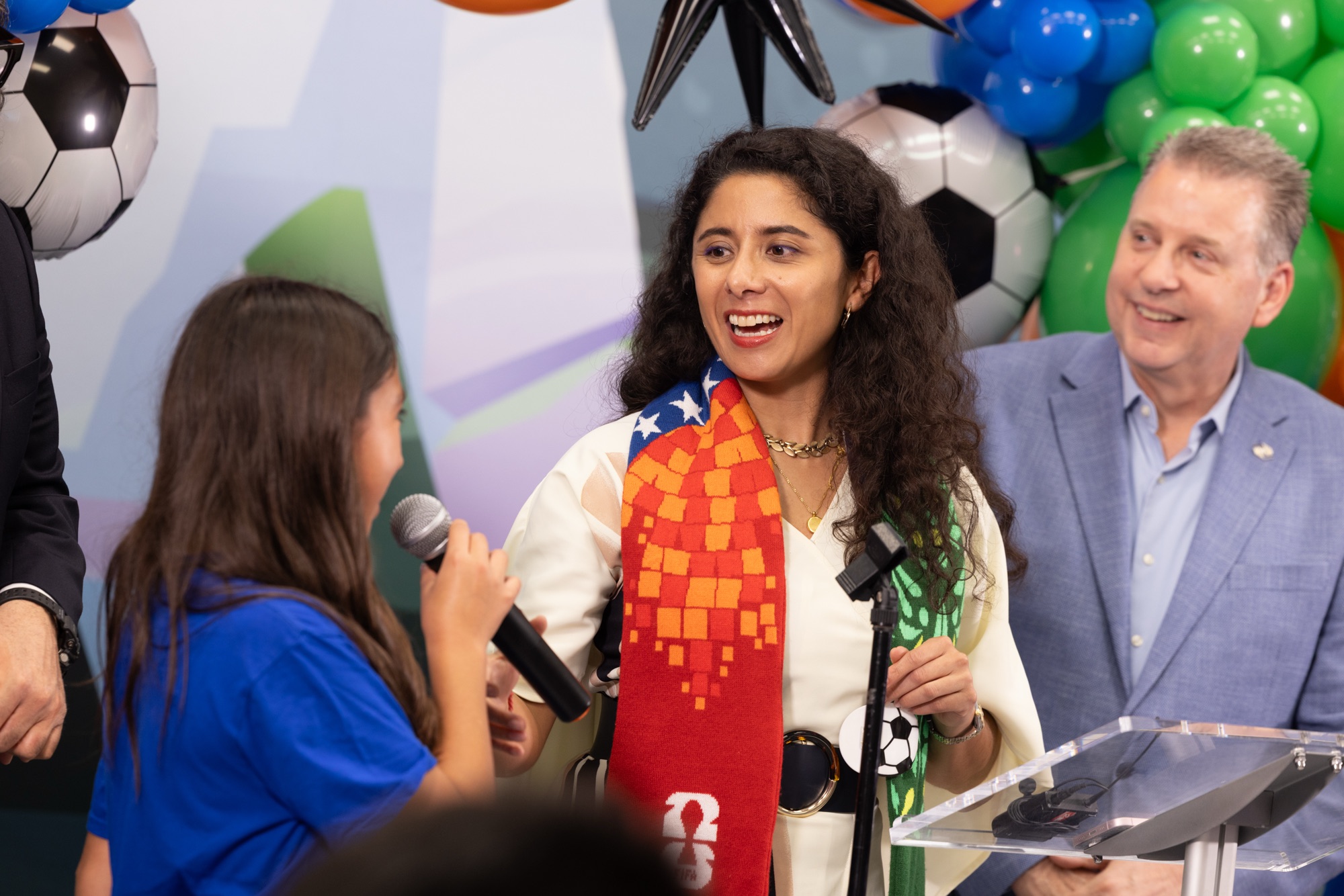 Photo from the Road to the World Cup youth ticket announcement with Judge Lina Hidalgo